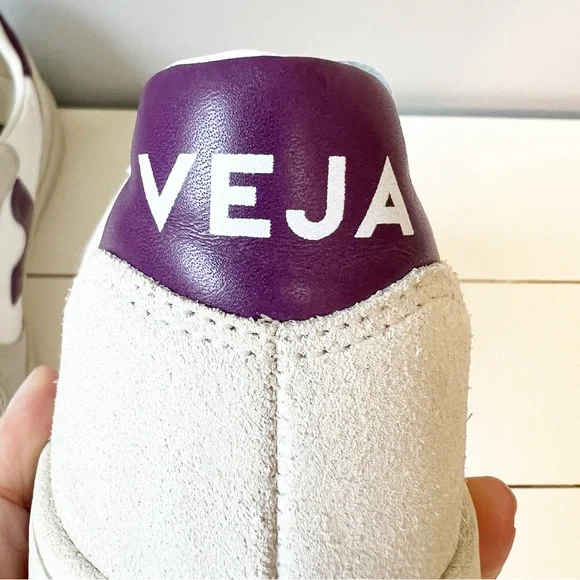 Veja V-10 Suede Mesh Sneakers White Purple Size 6 EU 37